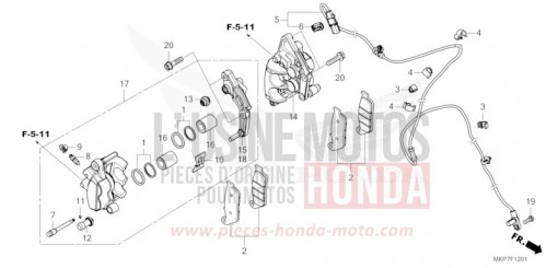 ETRIER DE FREIN AVANT (CB400XAN,CB500XAN/P) CB500XAN de 2023